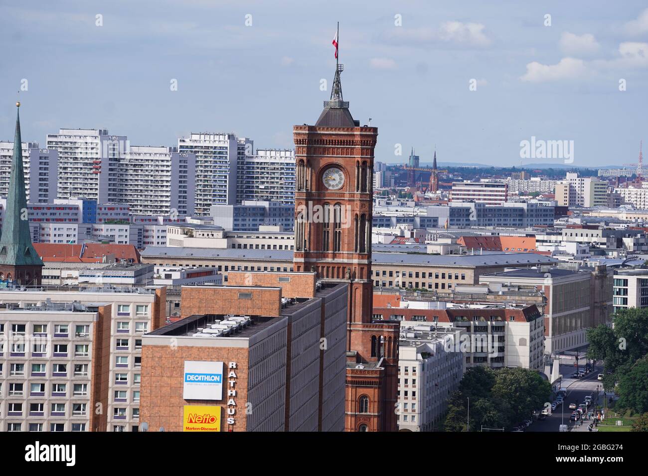Berlin, Germany. 03rd Aug, 2021. View from above to the Alexanderplatz and  the television tower. Credit: Jörg CarstensendpaAlamy Live News Stock  Photo - Alamy