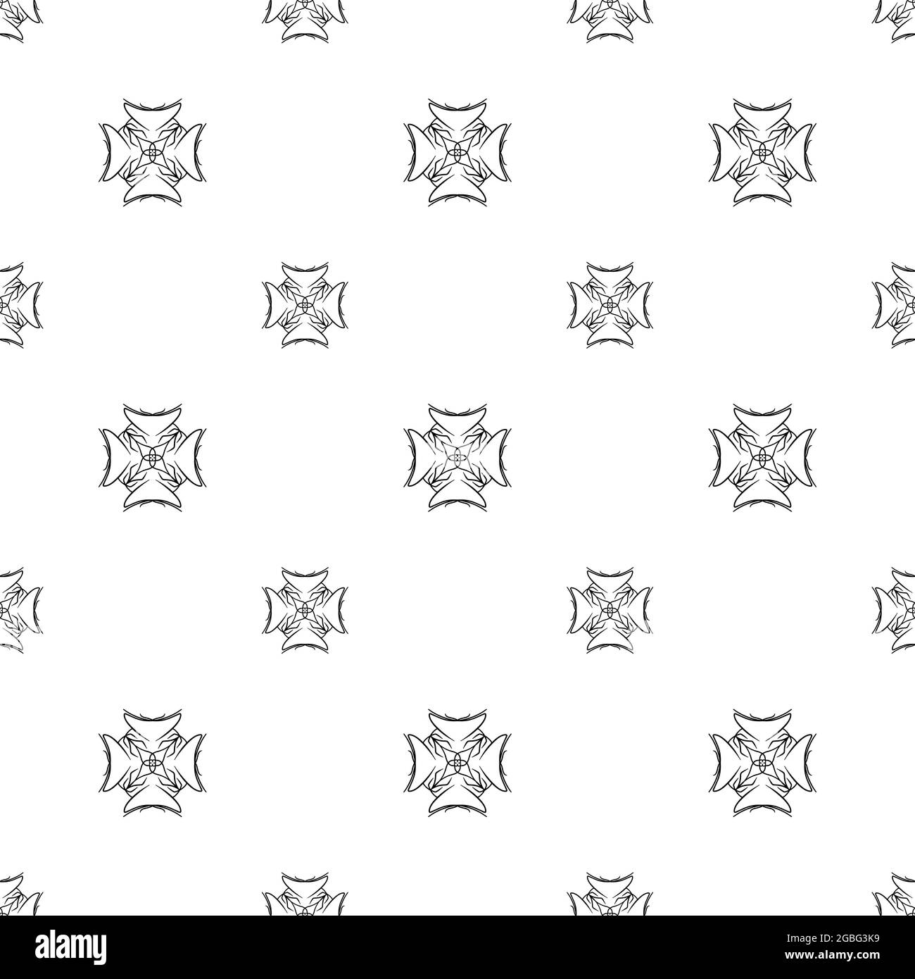 Hand-drawn floral and mandala outline seamless pattern Stock Photo