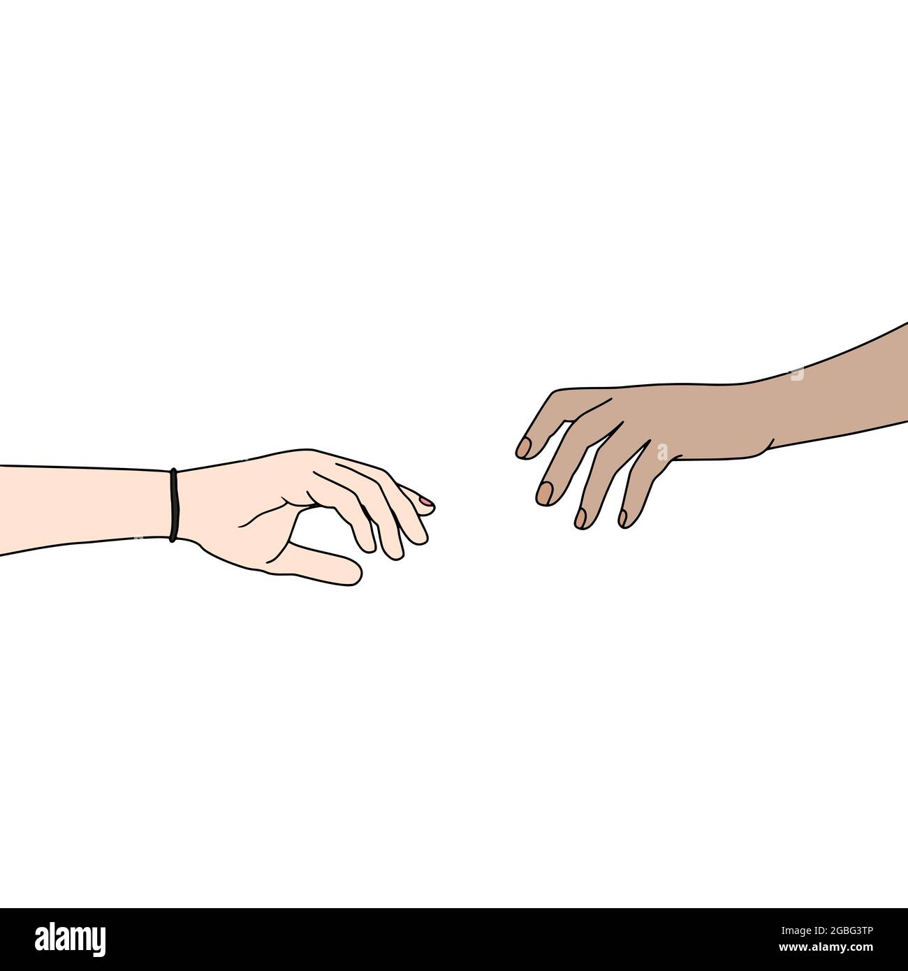 Illustration Of The Hands Of Mixed Race People Reaching Out To Each Other Stock Photo Alamy
