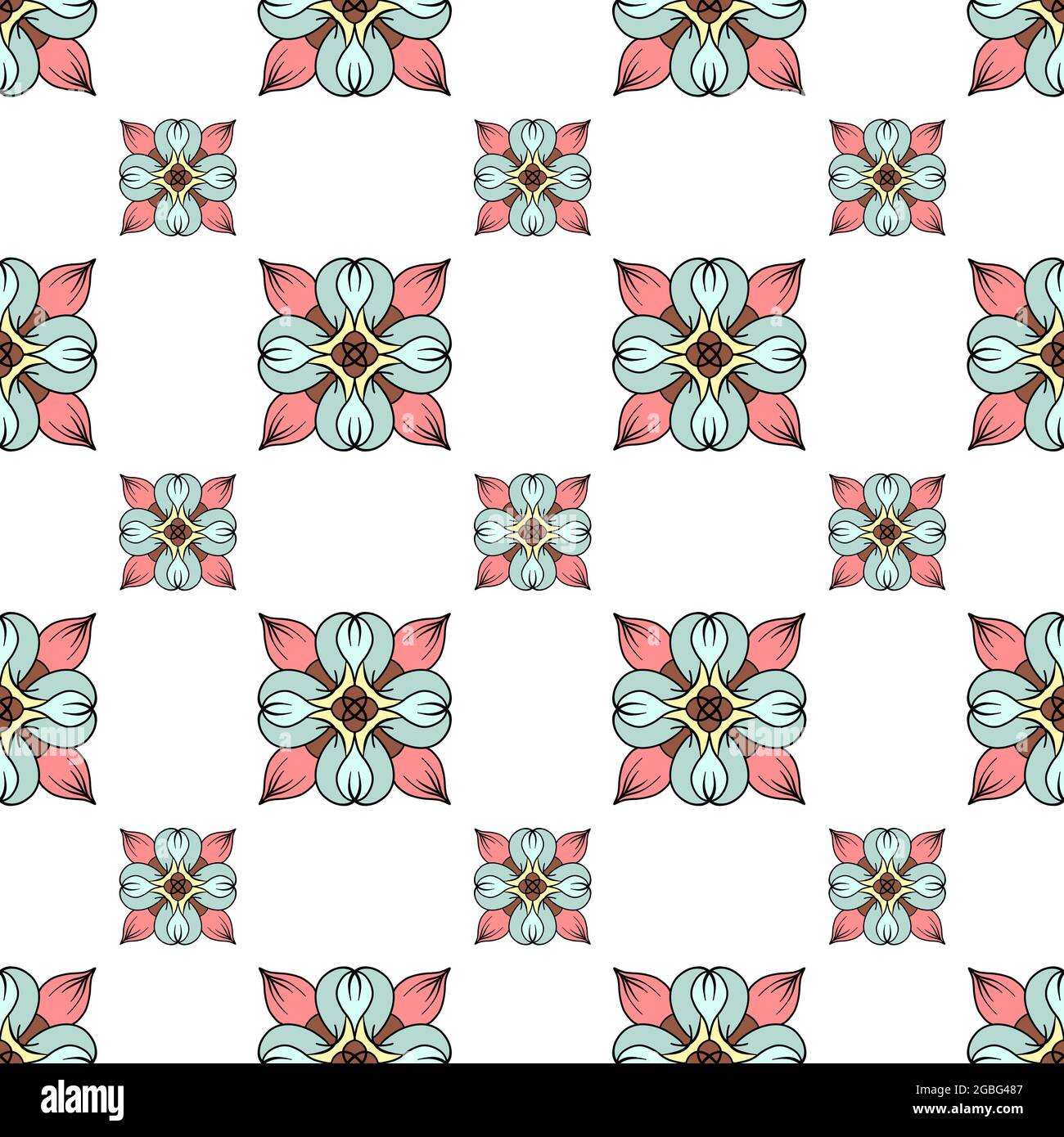 Seamless pattern wallpaper with abstract shapes on a white background ...