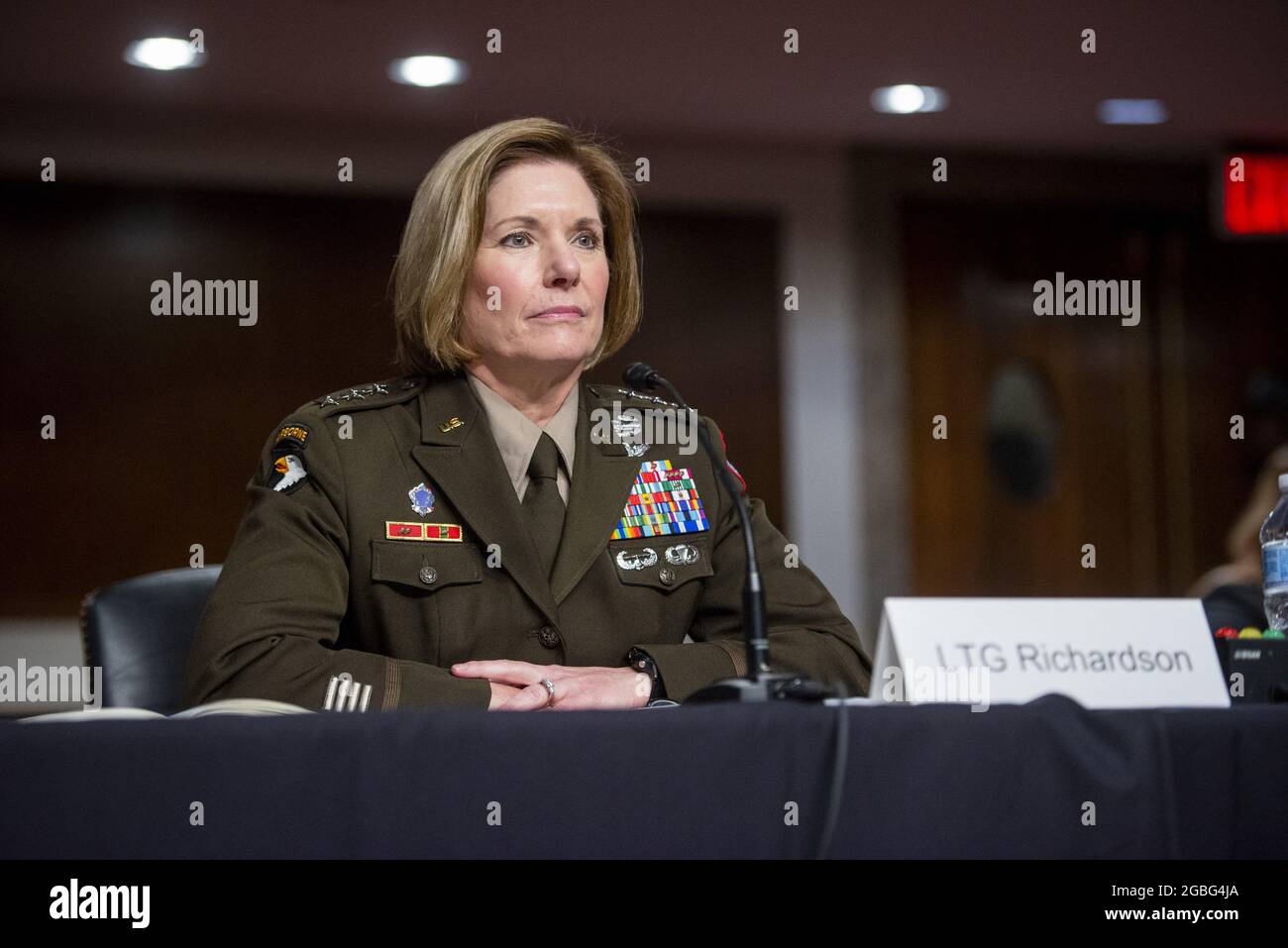 Lieutenant General Laura J. Richardson appears before a Senate Committee on Armed Services hearing for her nomination to be general and Commander, United States Southern Command, in the Dirksen Senate Office Building in Washington, DC, USA, Tuesday, August 3, 2021. Photo by Rod Lamkey/CNP/ABACAPRESS.COM Stock Photo