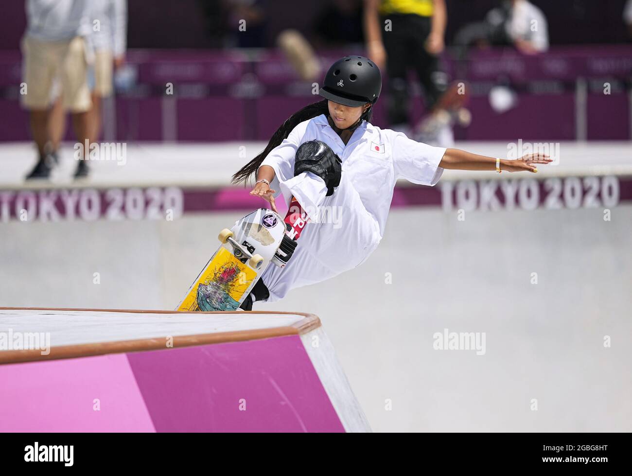 Kokona Hiraki of Japan competes in the women's park skateboarding final