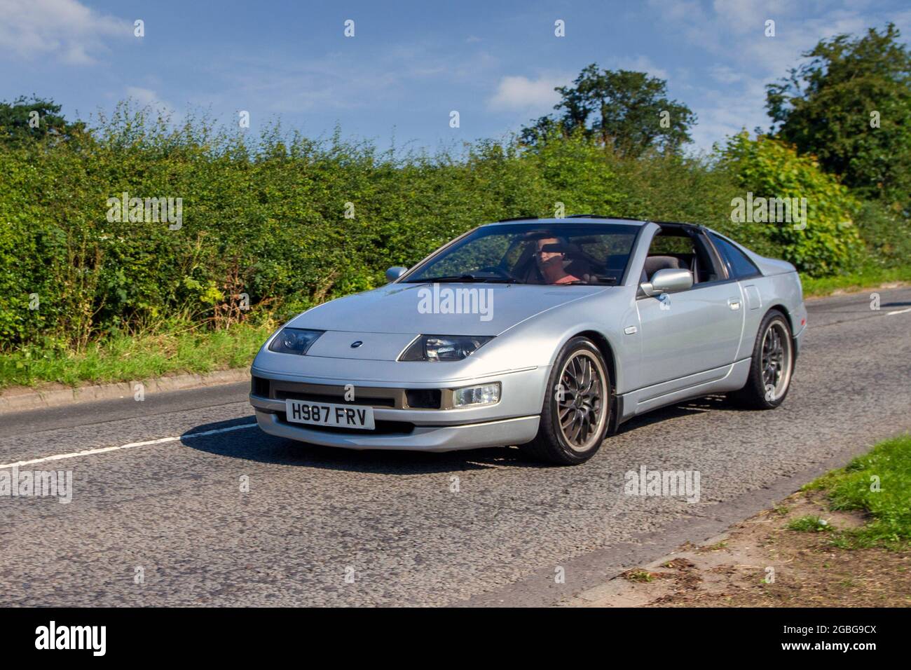 1991 90s silver Nissan 300 ZX 2960cc petrol Nissan 2dr coupe en-route to Capesthorne Hall classic July car show, Cheshire, UK Stock Photo