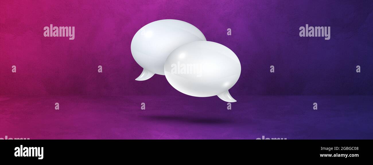 3D white speech bubbles isolated on purple banner background Stock ...
