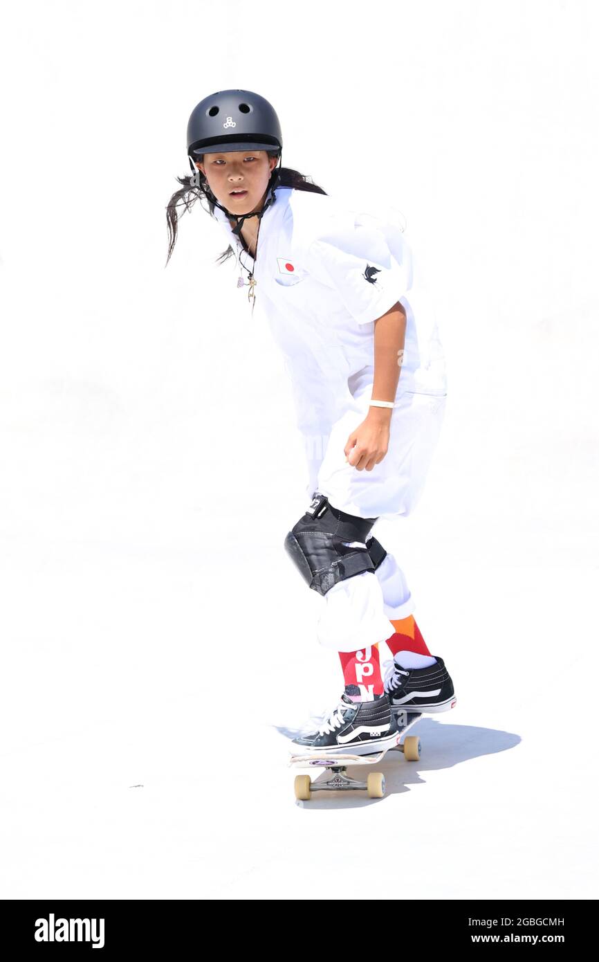 Tokyo, Japan. 4th Aug, 2021. Kokona Hiraki (JPN) Skateboarding : Women's Park Final during the Tokyo 2020 Olympic Games at the Ariake Urban Sports Park in Tokyo, Japan . Credit: Yohei Osada/AFLO SPORT/Alamy Live News Stock Photo