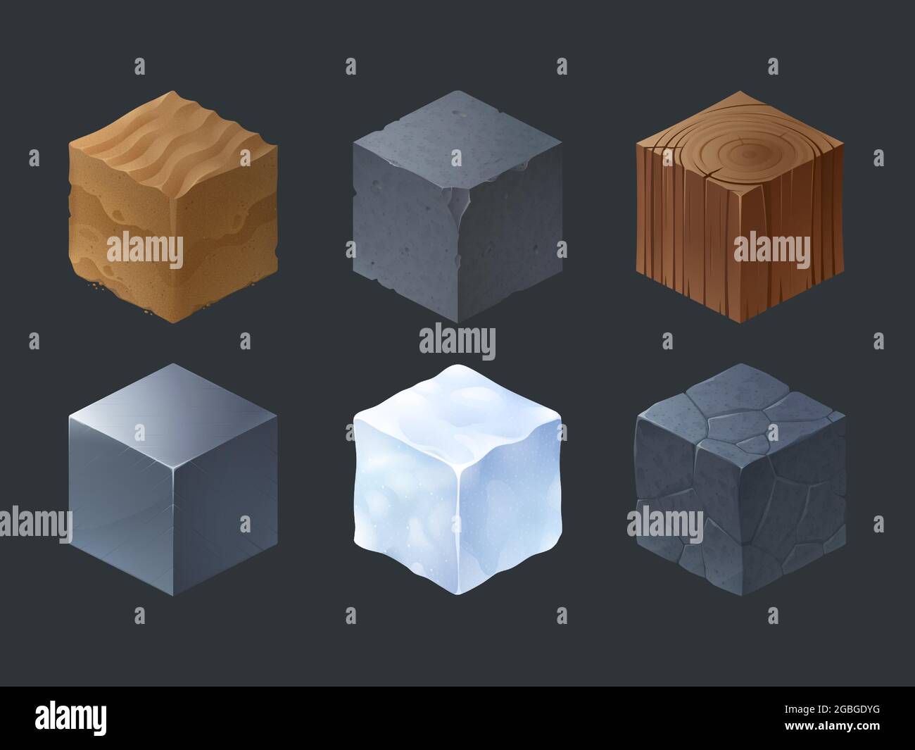 Isometric texture cubes for game Stock Vector