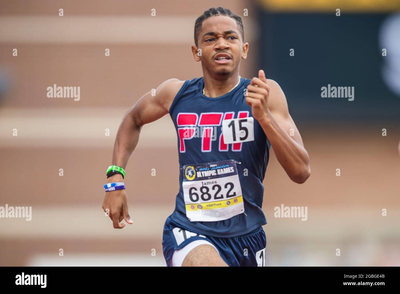 August 3, 2021 Christian James of Pearland Track Xpress competes in