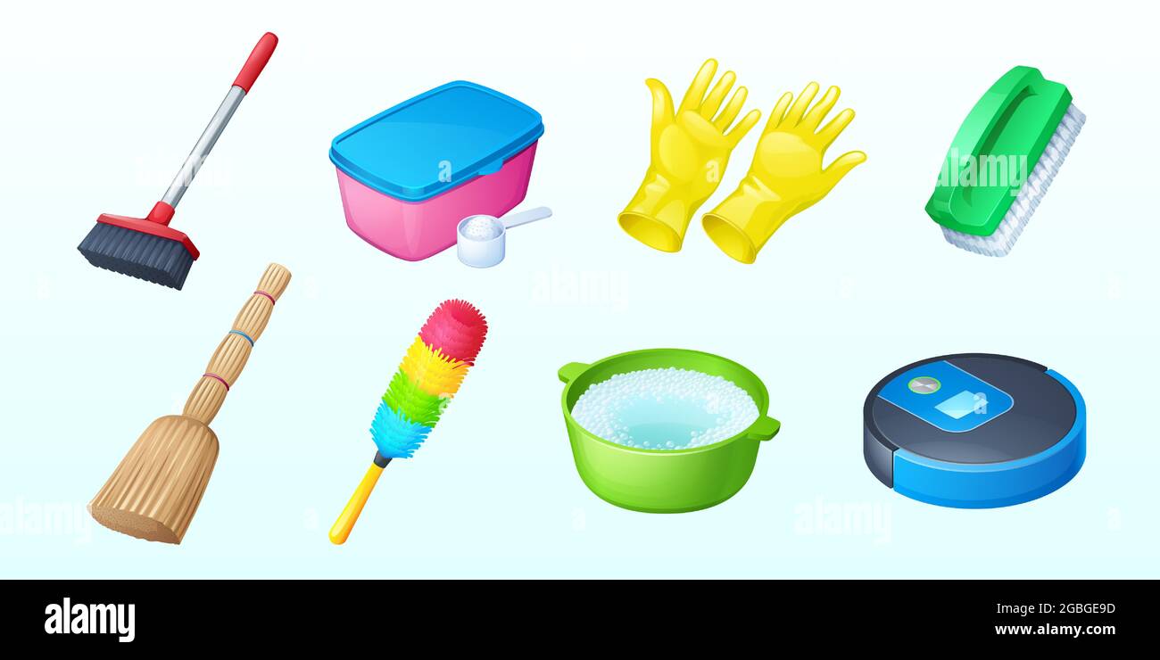 Cleaning Tools In Hands Hand Holding Housekeeping Equipment Broom Duster  Detergent Scoop Cartoon House Cleaning Supplies Vector Set Stock  Illustration - Download Image Now - iStock