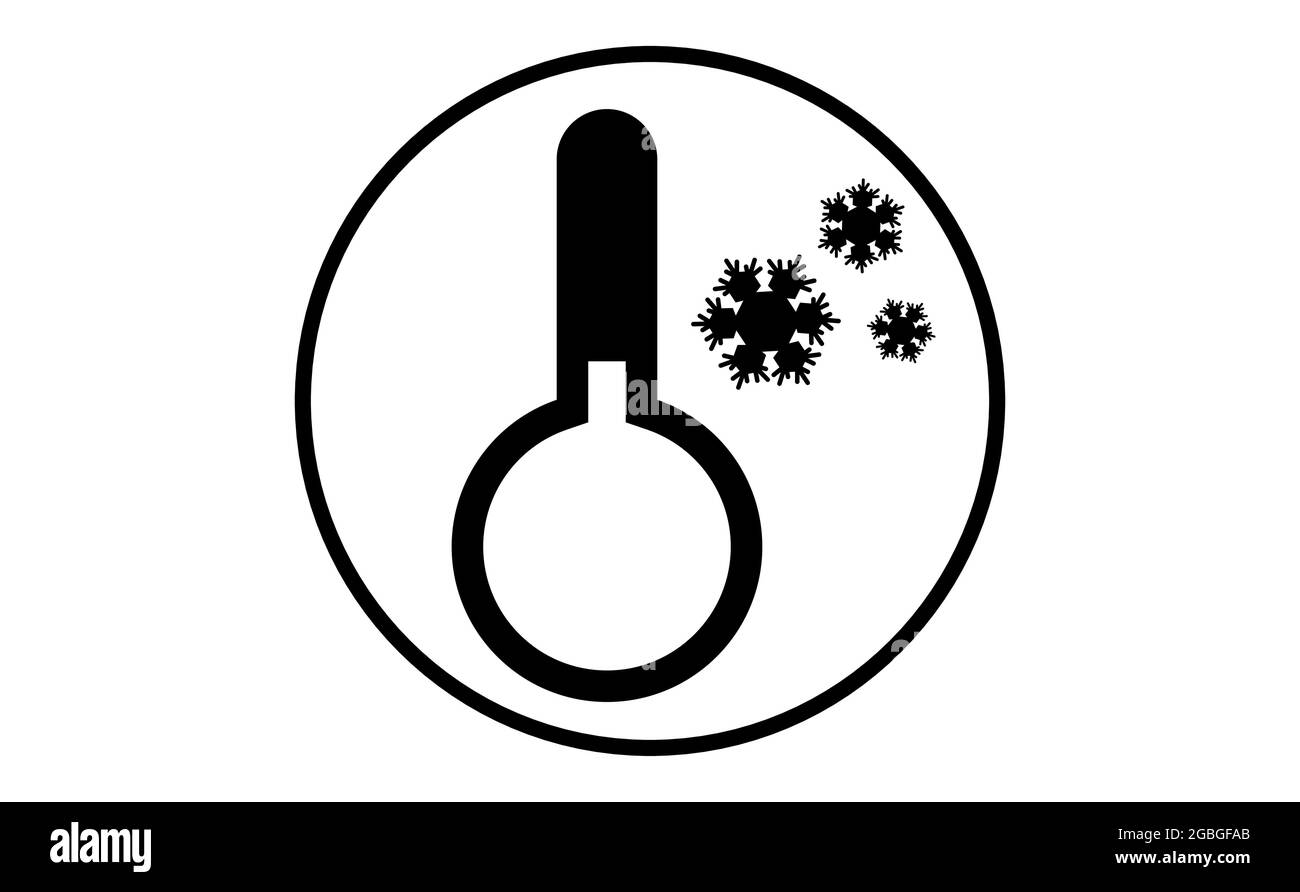 Weather icon of thermometer and snowflakes, vector illustration. Sticky