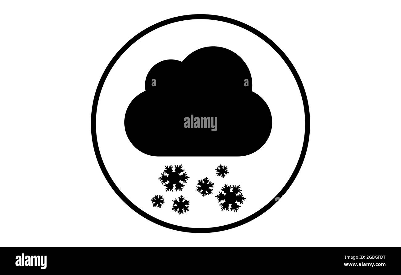 Weather icon of cloud with snow, vector illustration. Sticky symbol of ...
