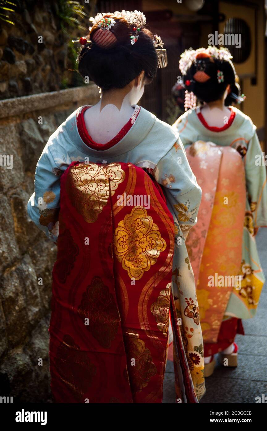 Maiko, Details of geisha girl costume in the back Stock Photo