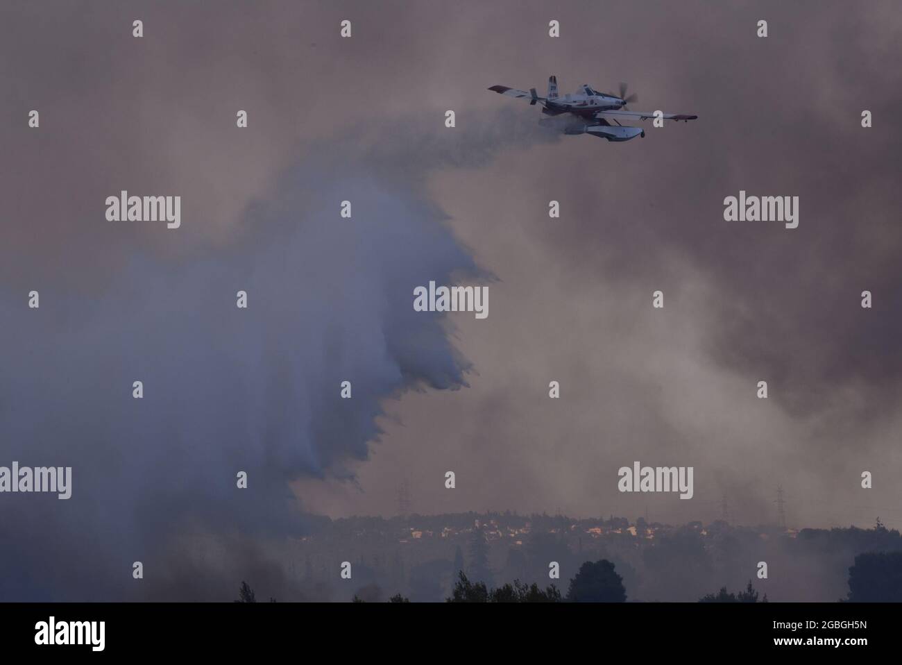 Athens, Greece. 03rd Aug, 2021. Forces of the Fire Brigade and of Municipalities tries to quench the fire that started shortly after 1 in the afternoon and spread within a few hours in North Attica. (Photo by Dimitrios Karvountzis/Pacific Press/Sipa USA) Credit: Sipa USA/Alamy Live News Stock Photo