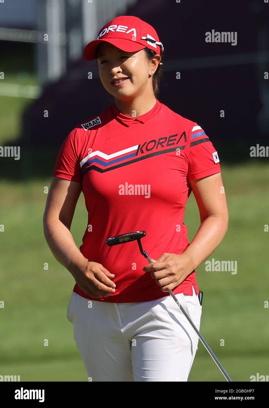 04th Aug, 2021. Women's Olympic golf tourney Kim Sei-young of South Korea  finishes the first round of the women's golf tournament with 2-under par at  the Tokyo Olympics at Kasumigaseki Country Club