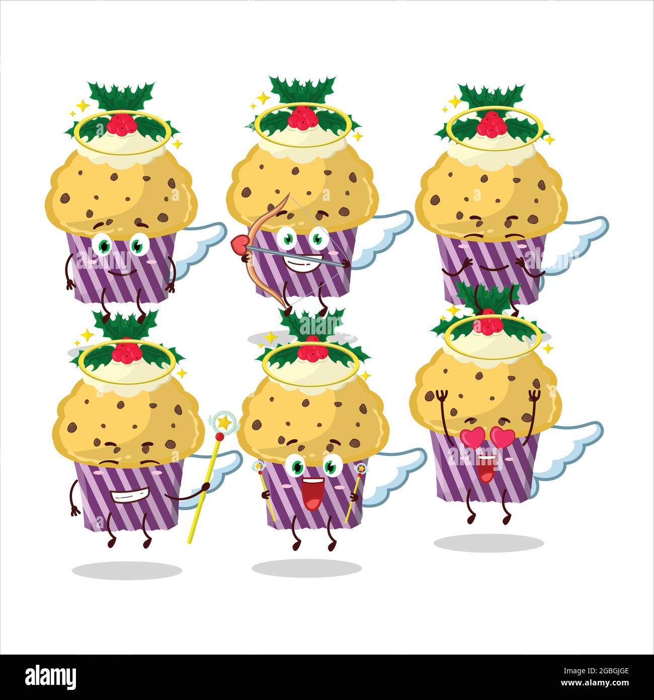 Cupcake with holly berry cartoon designs as a cute angel character. Vector  illustration Stock Vector Image & Art - Alamy