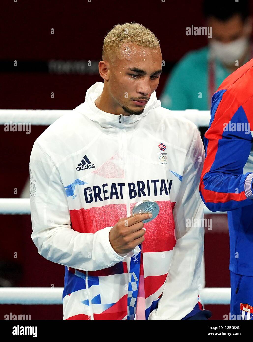 Great Britain's Benjamin Whittaker, refuses to wear his silver medal on the  podium for the Men's Light Heavy (75-81kg) Final Bout at Kokugikan Arena on  the twelfth day of the Tokyo 2020