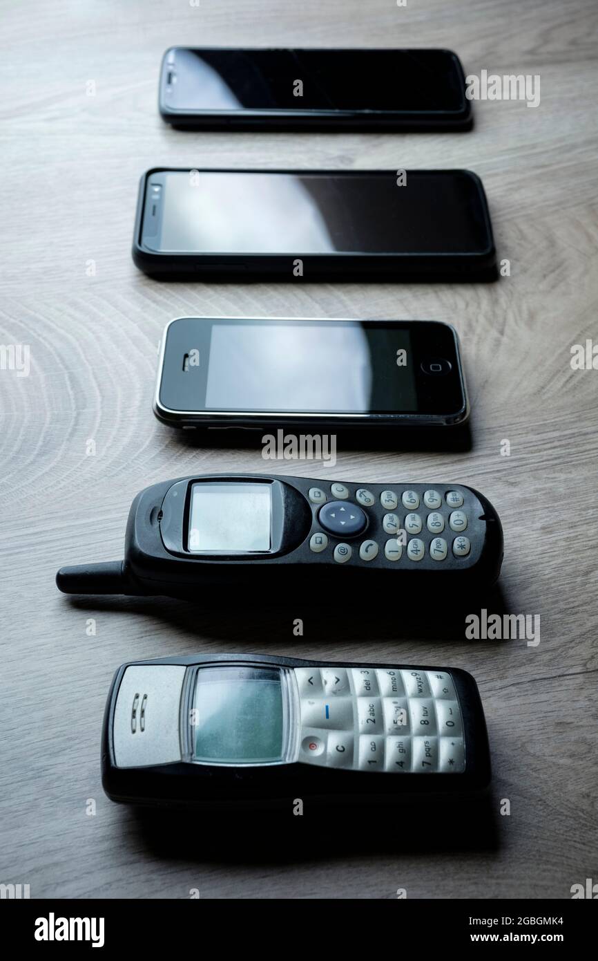 Smart and dumb mobile phones. Stock Photo