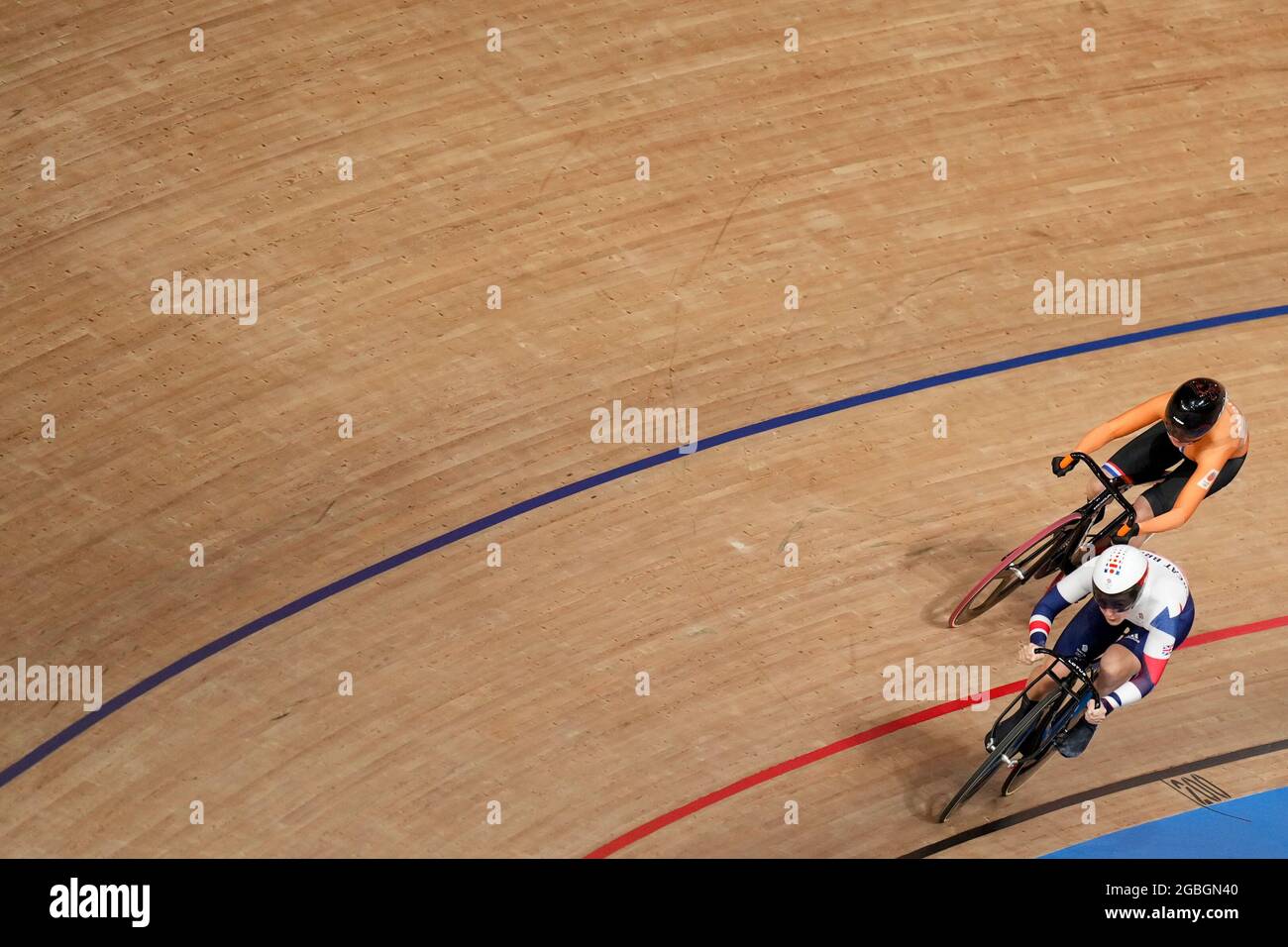 Tokyo, Japan. 04th Aug, 2021. TOKYO, JAPAN - AUGUST 4: Hoi Yan Jessica Lee of Hongkong, Laurine van Riessen of the Netherlands, Hyejin Lee of Korea, Katy Marchant of Great Britain and Tianshi Zhong of China competing on Women's Keirin First Round during the Tokyo 2020 Olympic Games at the Izu Velodrome on August 4, 2021 in Tokyo, Japan (Photo by Yannick Verhoeven/Orange Pictures) NOCNSF Credit: Orange Pics BV/Alamy Live News Stock Photo