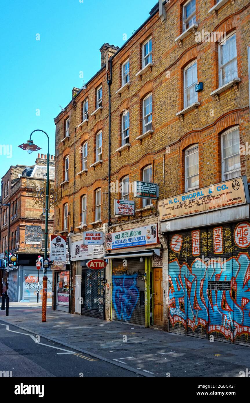 Closed Shops in Brick Lane, East London, England - 17 July 2021 Stock Photo