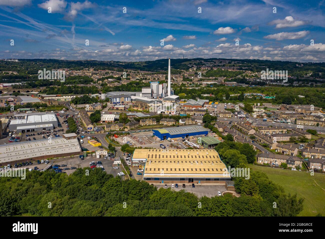 Aerial Drone View Of Huddersfield West Yorkshire Stock Photo
