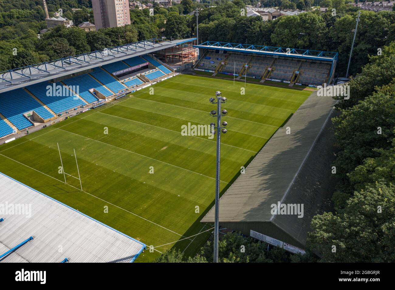Halifax Town Football Club The Shay Stadium Construction Aerial Drone Photo Photography Image from the air west yorkshire Stock Photo