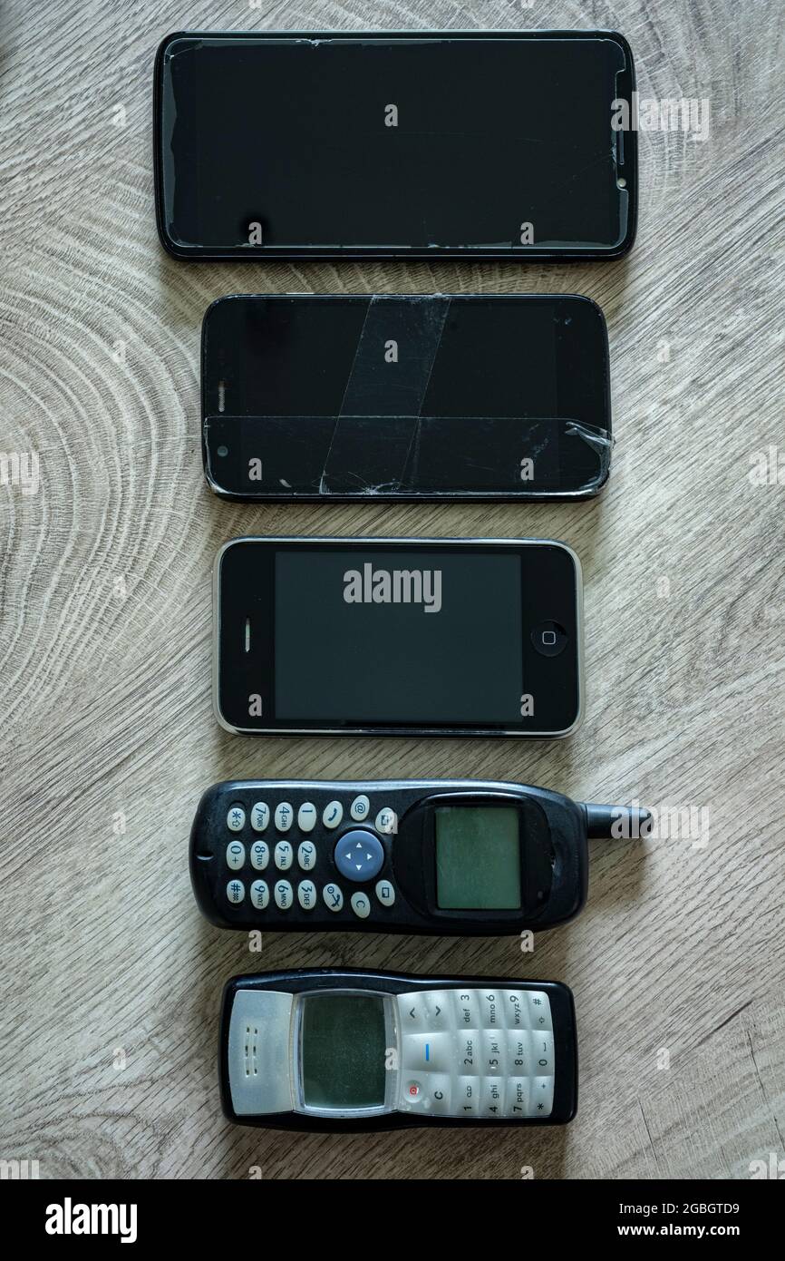 Smart and dumb mobile phones. Stock Photo