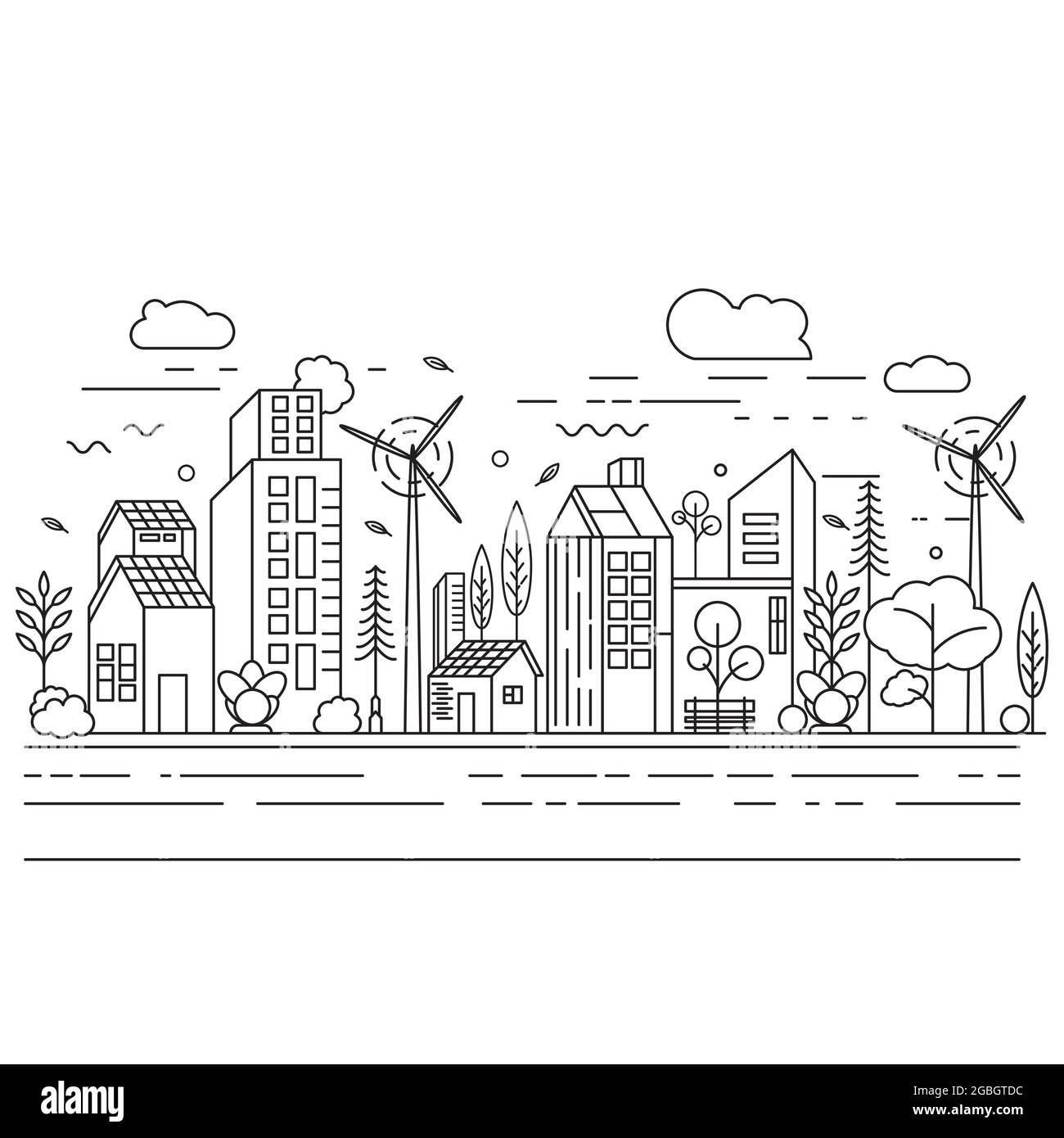City Building Line art Vector icon design illustration Template Stock ...