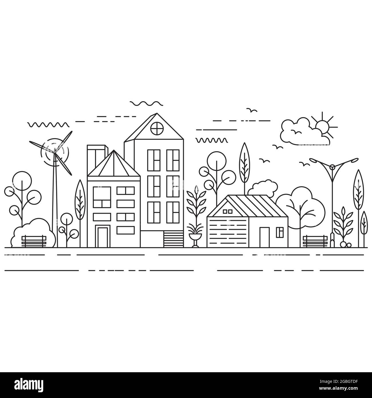 City Building Line art Vector icon design illustration Template Stock ...