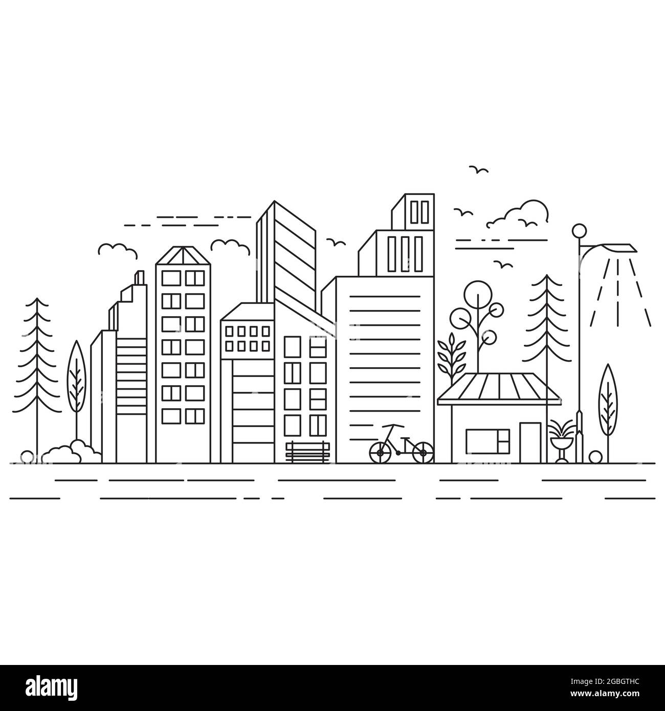 City Building Line art Vector icon design illustration Template Stock ...