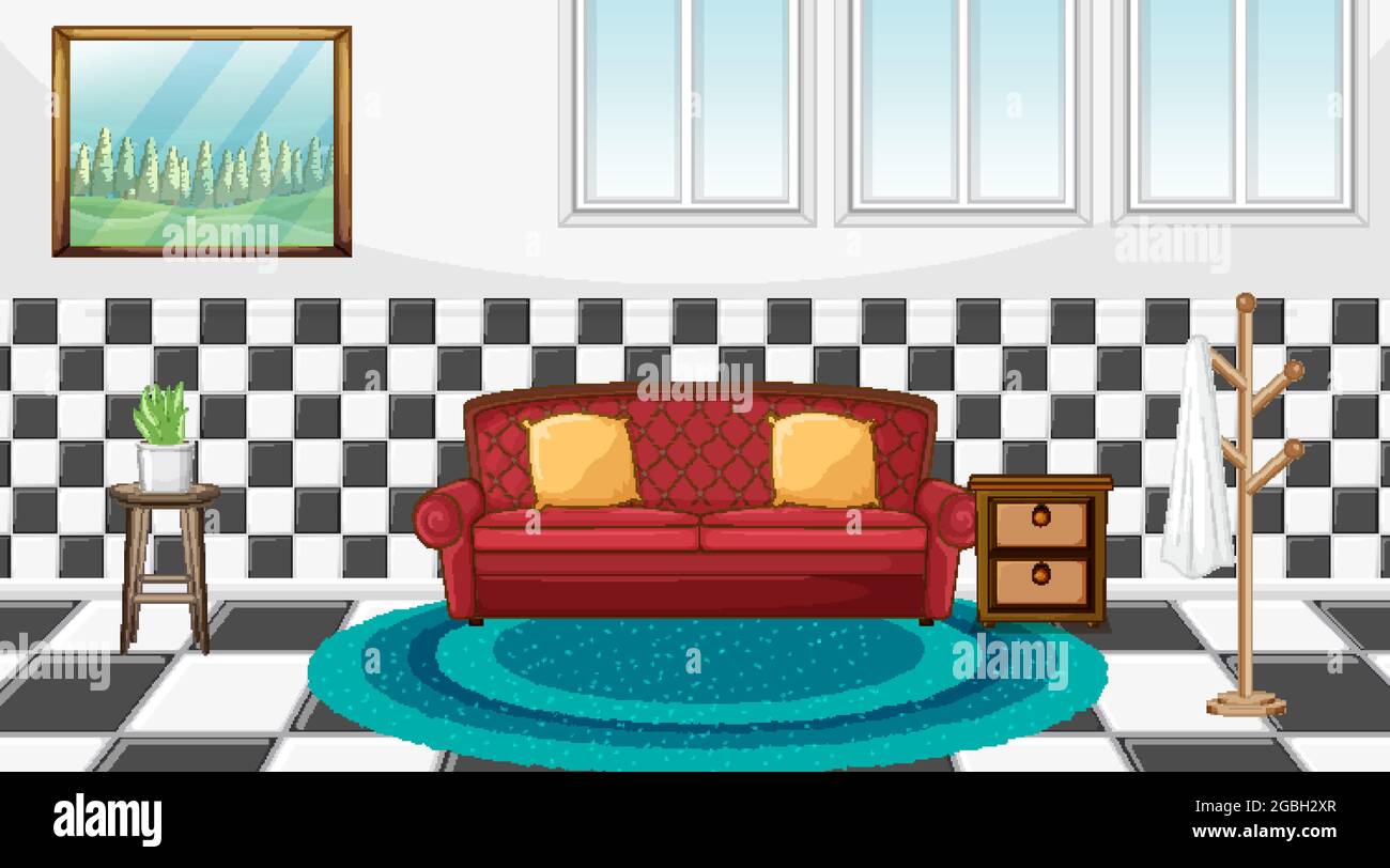 Living room interior design with furniture illustration Stock Vector ...