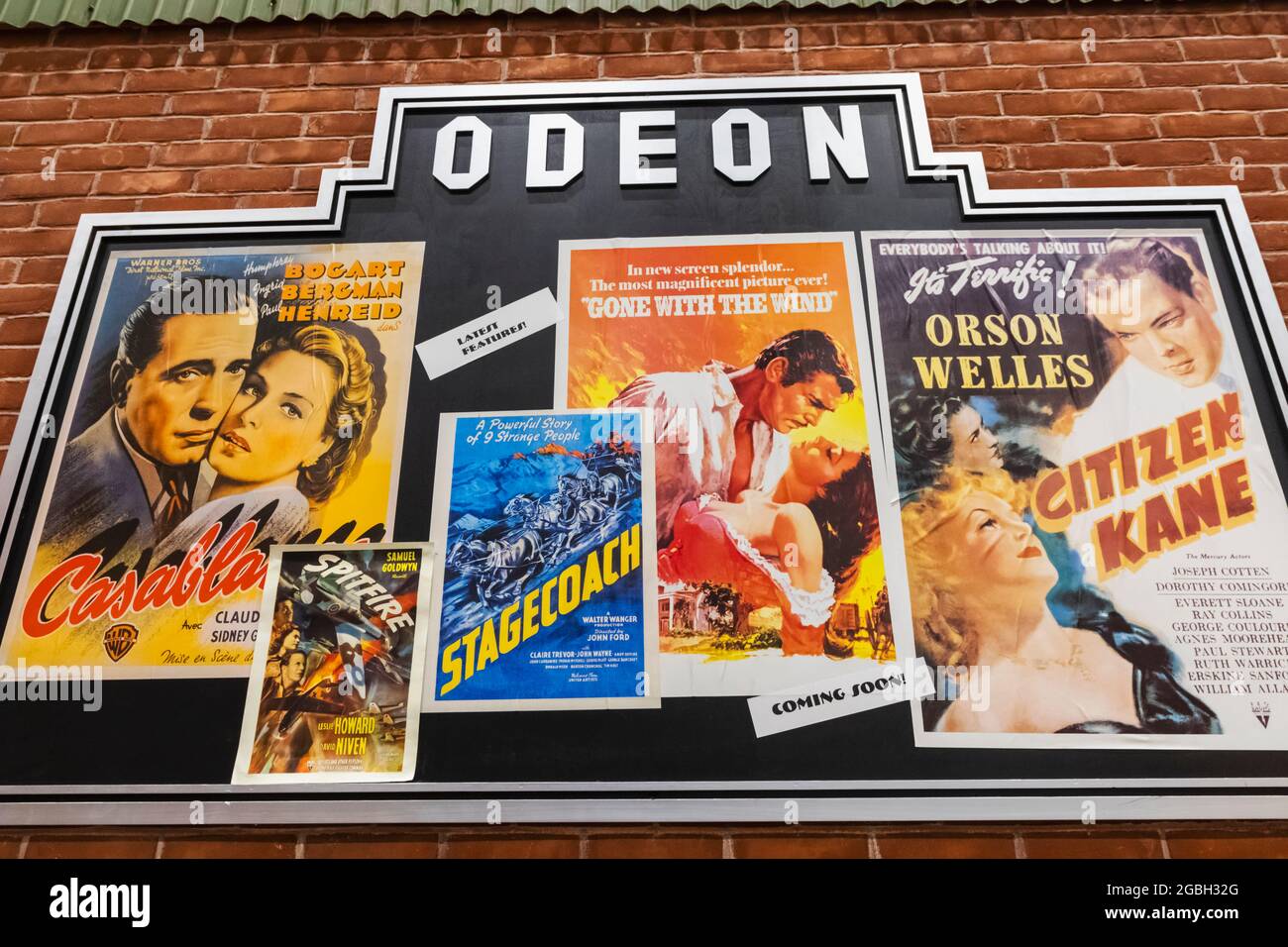 England, Hampshire, Basingstoke, Milestones Museum, Display of Odean Cinema Vintage Movie Posters Stock Photo