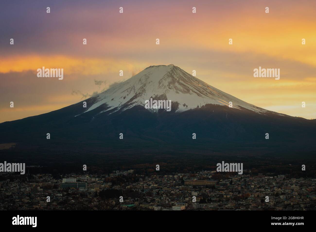 Mount Fuji at sunset, Honshu, Japan Stock Photo