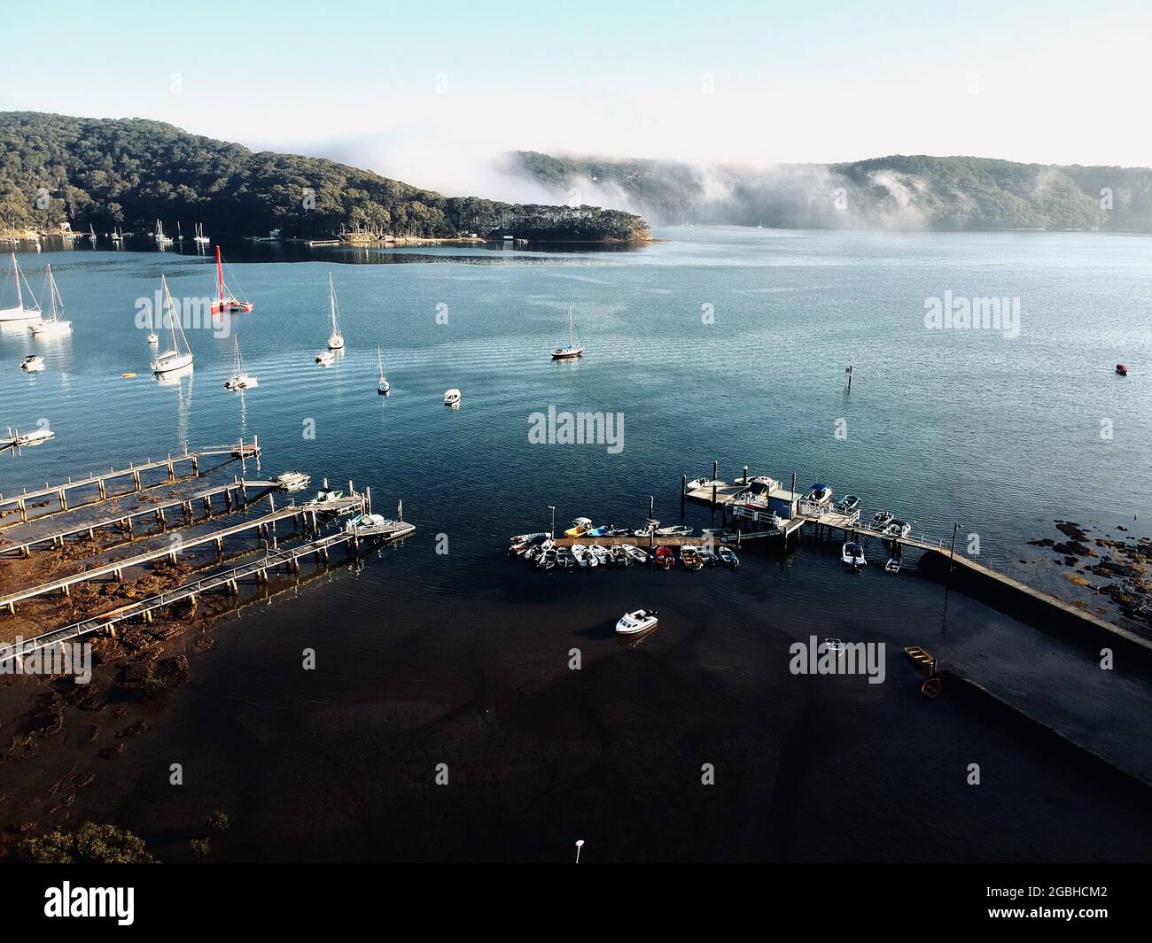 Aerial view land docked boats hi-res stock photography and images - Alamy