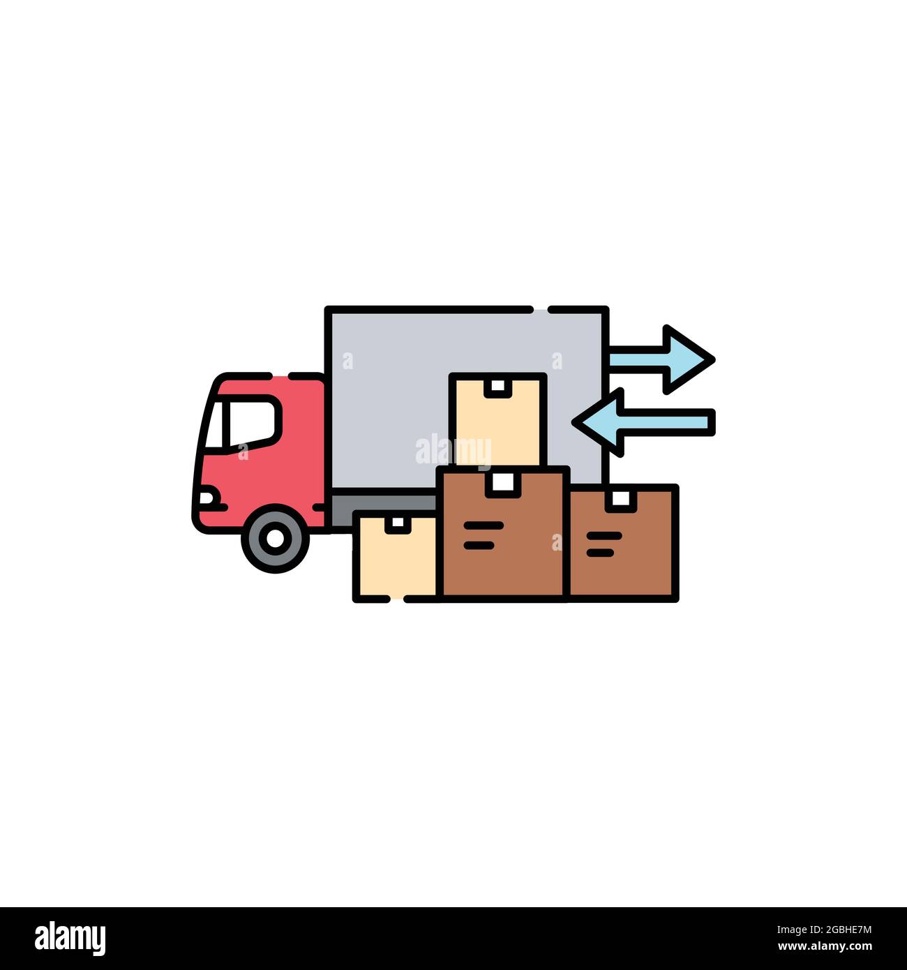 Loading unloading olor line icon. Pictogram for web page, mobile app ...