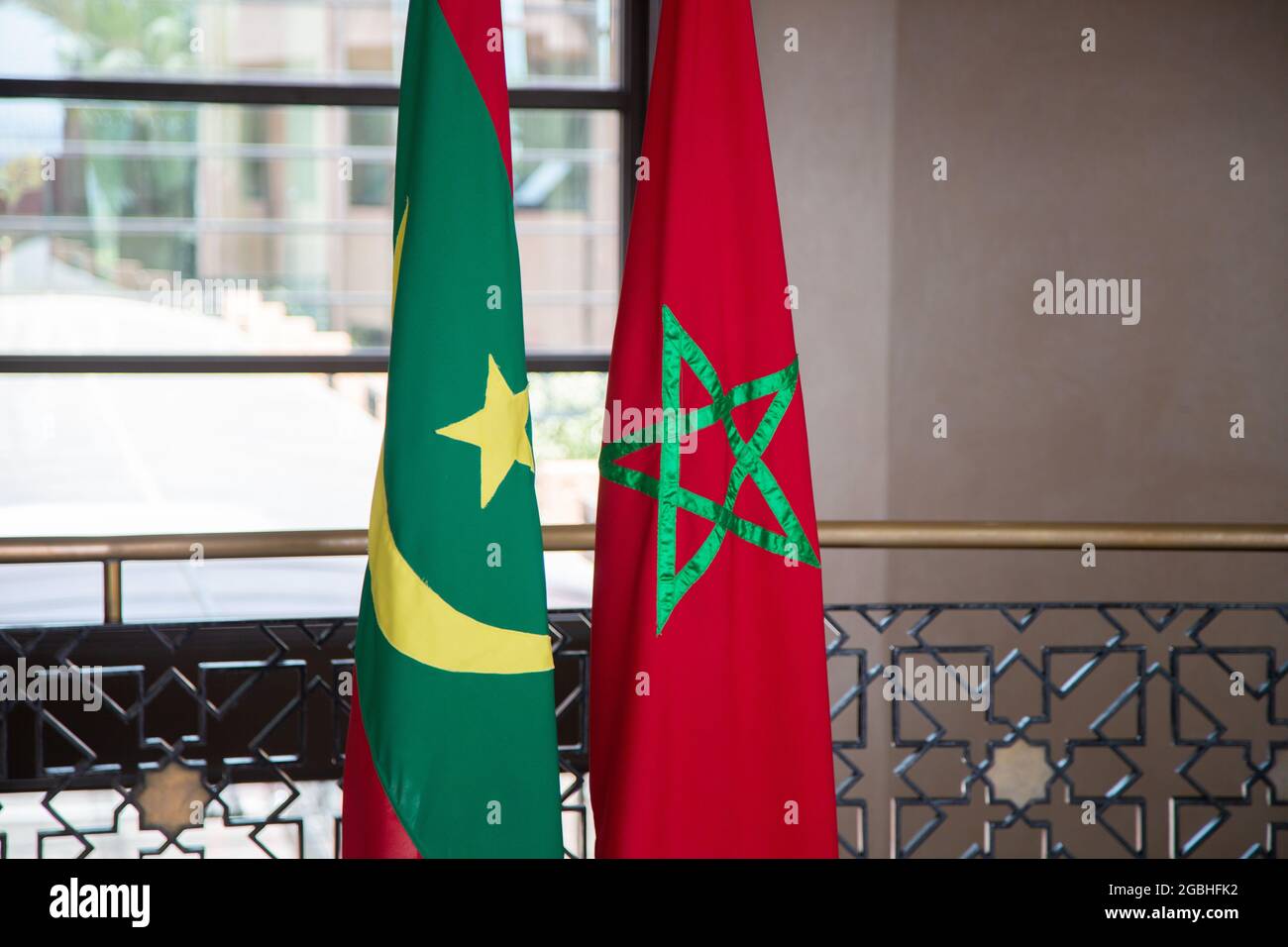 علم المغرب وموريتانيا, Flag of Morocco and Mauritania Stock Photo