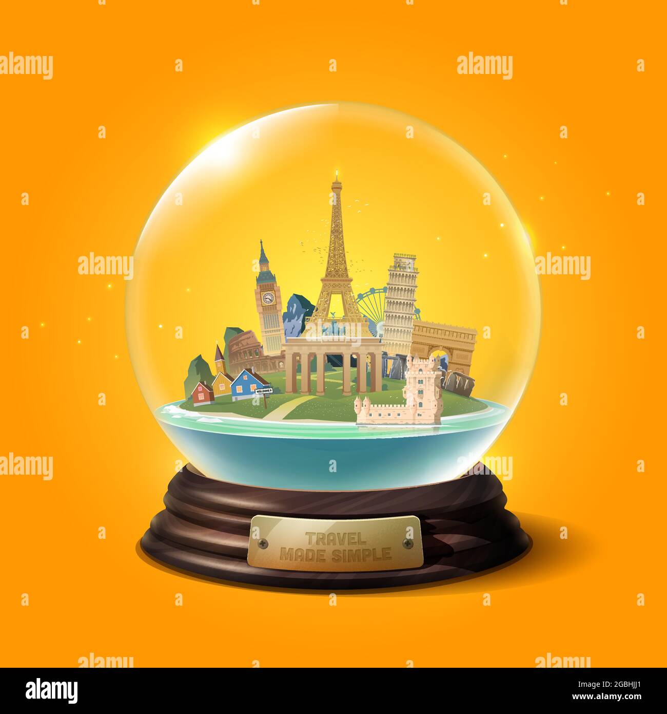 The glass ball with landmarks Stock Vector Image & Art Alamy
