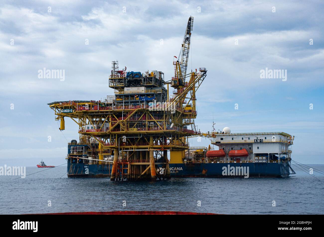 offshore platform drilling at sea Stock Photo