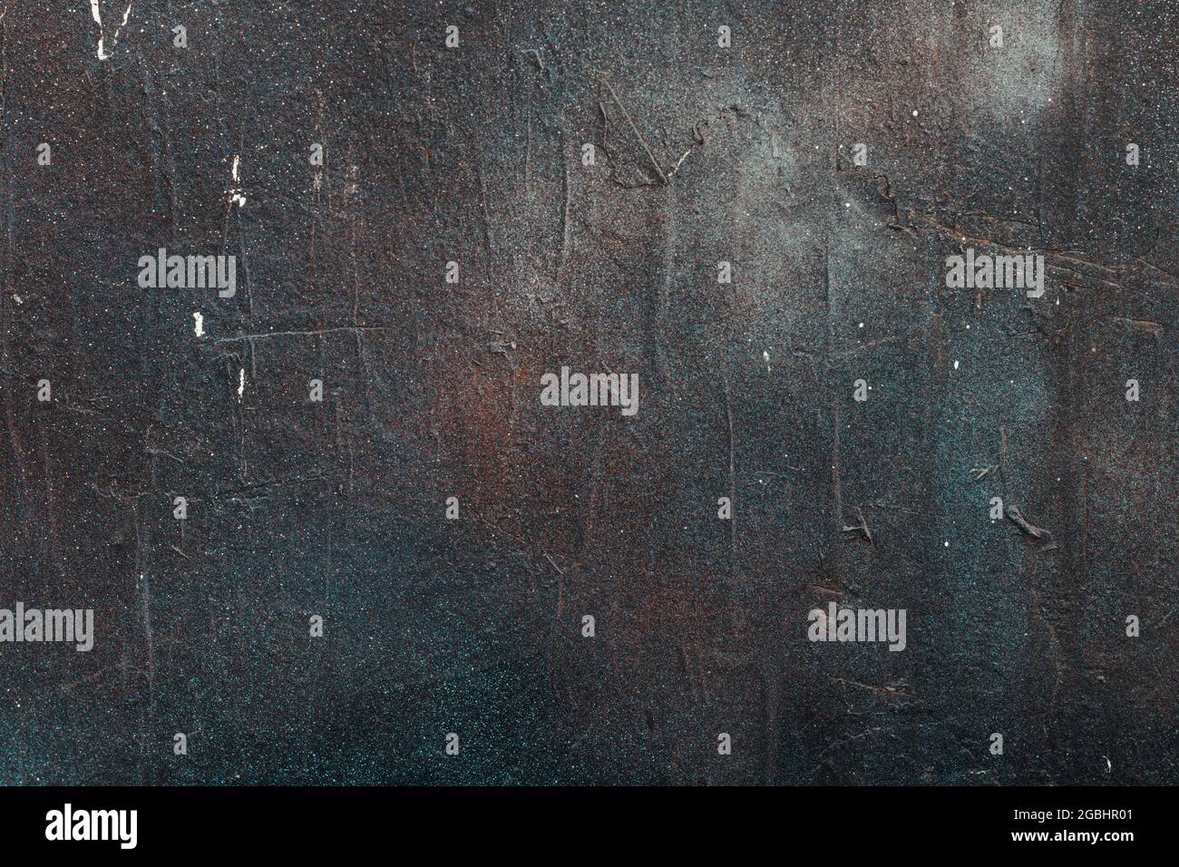 Distressed dark wall texture, grunge background. Stock Photo