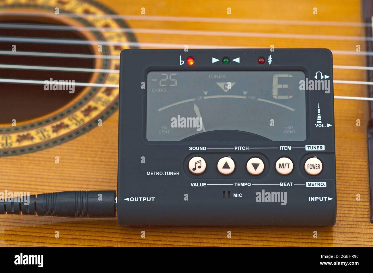 Electronic tuner for guitars Stock Photo Alamy