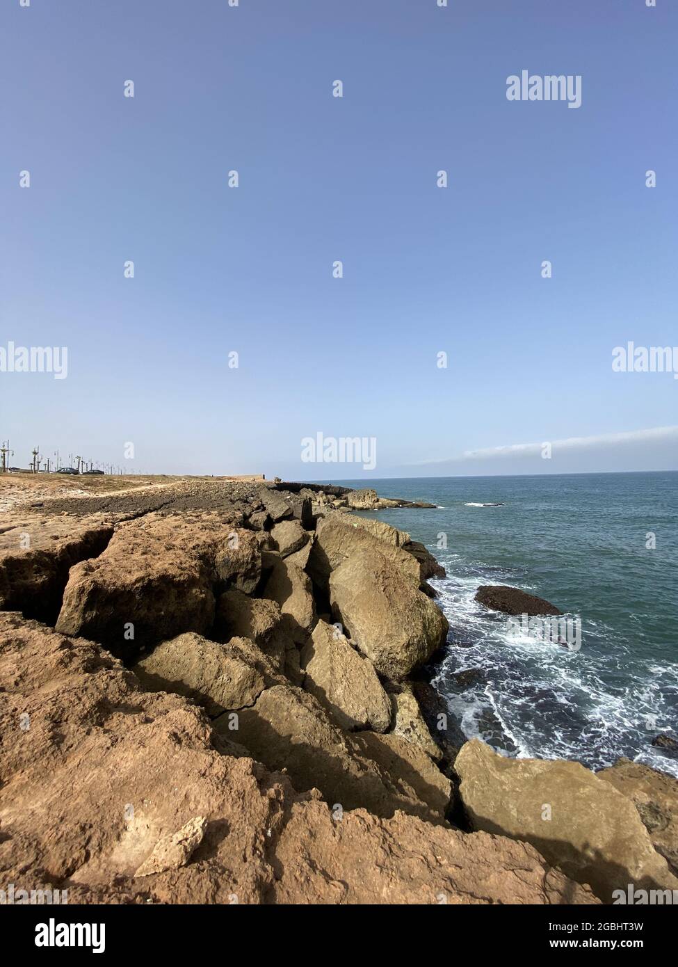 foamy waves on the atlantic ocean coast in Rabat,Morocco Stock Photo ...