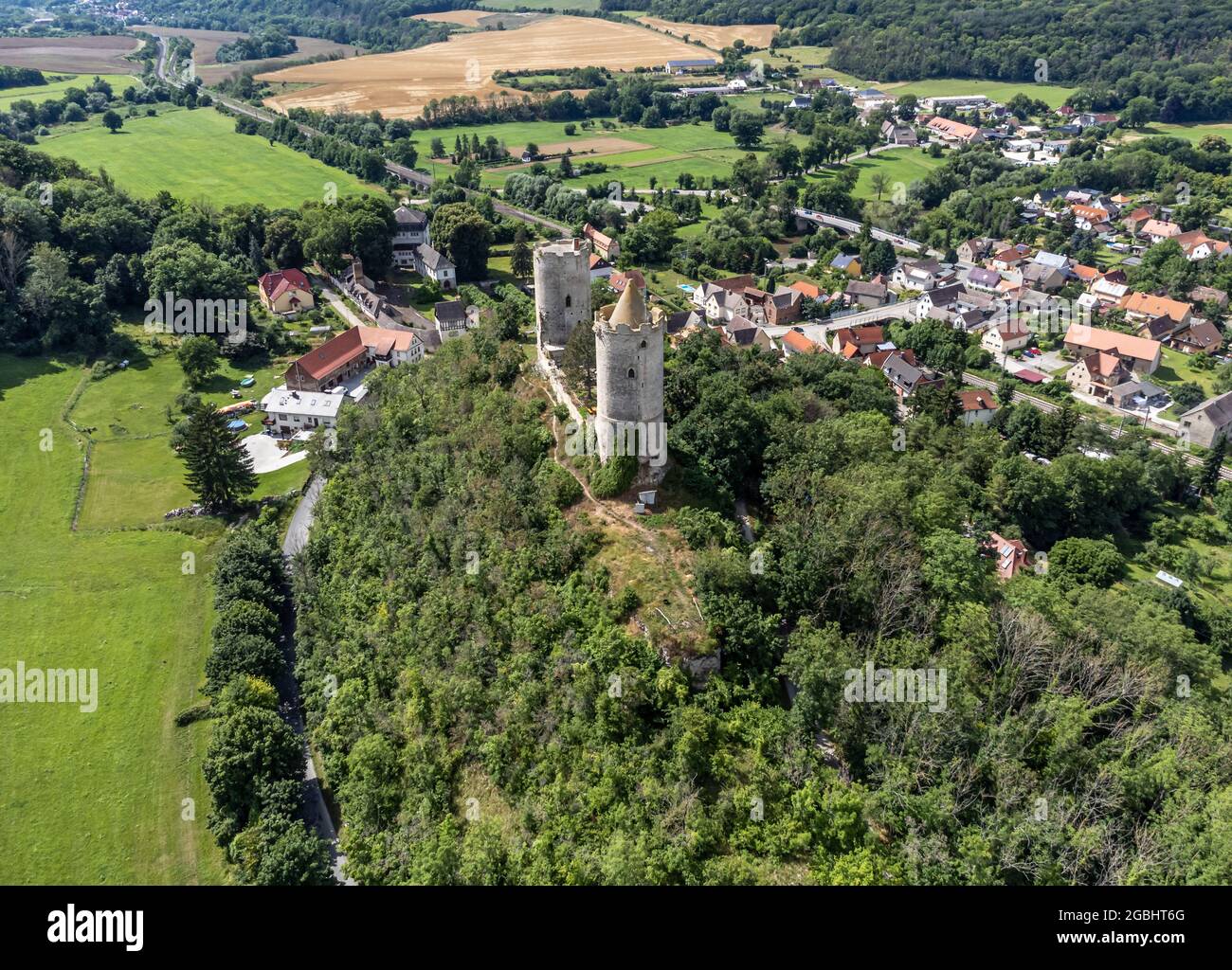 Aerial view of Saaleck Castle near Namburg Stock Photo