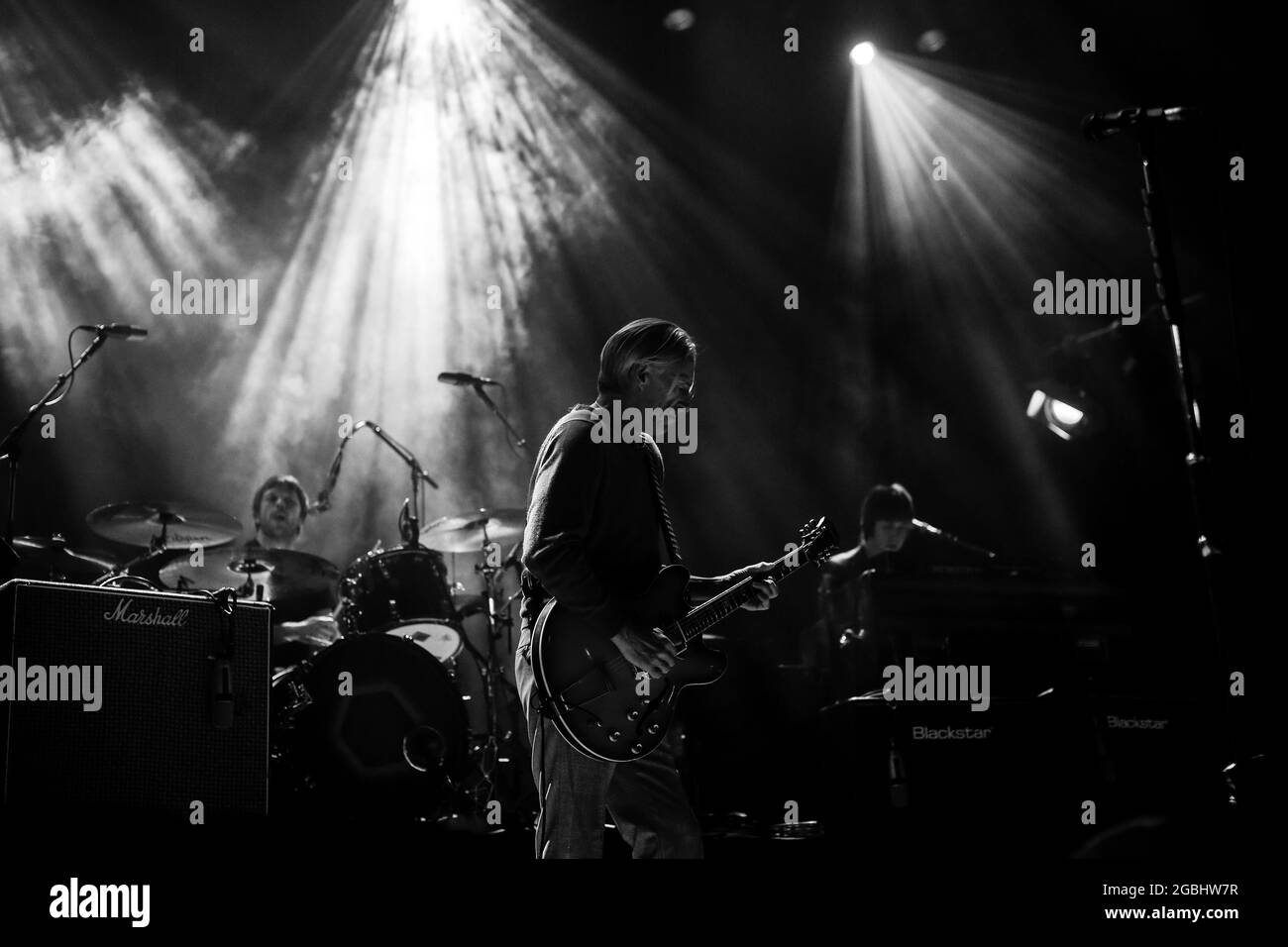 English musician, singer and songwriter Paul Weller preforming on stage ...