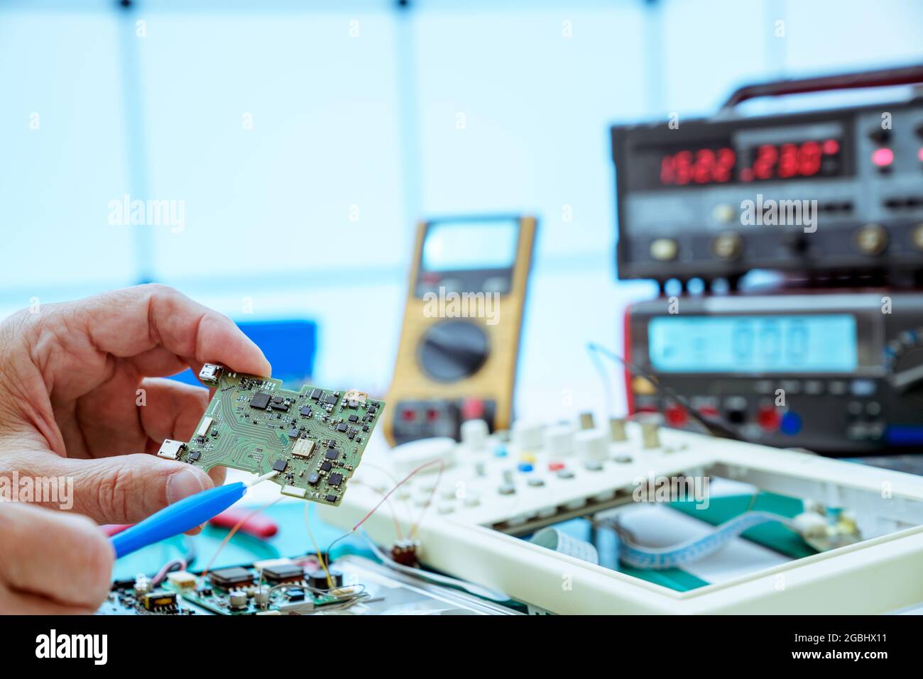 Repair of computer parts in a customer service laboratory Stock Photo ...