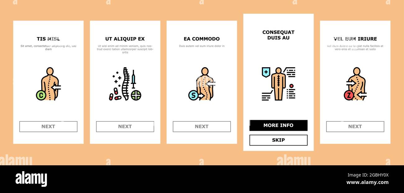 Scoliosis Disease Onboarding Icons Set Vector Stock Vector Image & Art ...