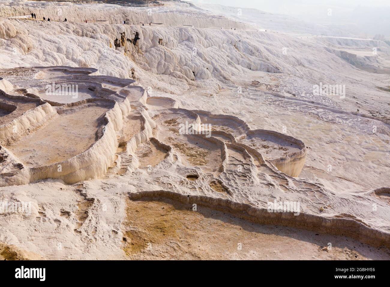 Travertinas Carbonate travertines the natural pools during. Turkey Stock Photo - Alamy