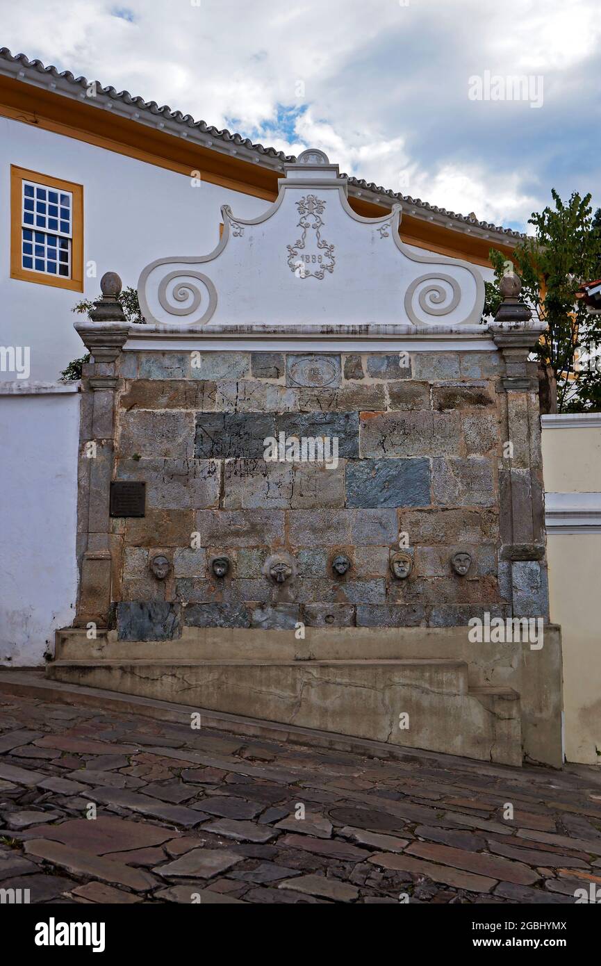 Ancient fountain in historical city of Diamantina, Brazil Stock Photo