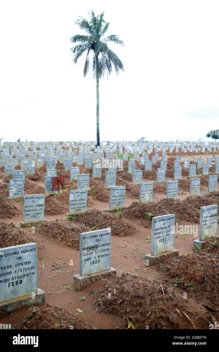 Paloko Road Cemetery at Waterloo outside Freetown in Sierra Leone, west Africa.  The area became the main burial ground during the 2015 Ebola outbreak. Stock Photo