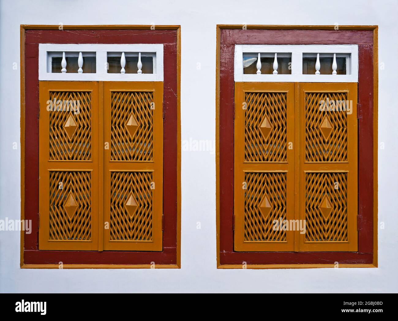 Ancient windows in historical city of Diamantina, Brazil Stock Photo ...