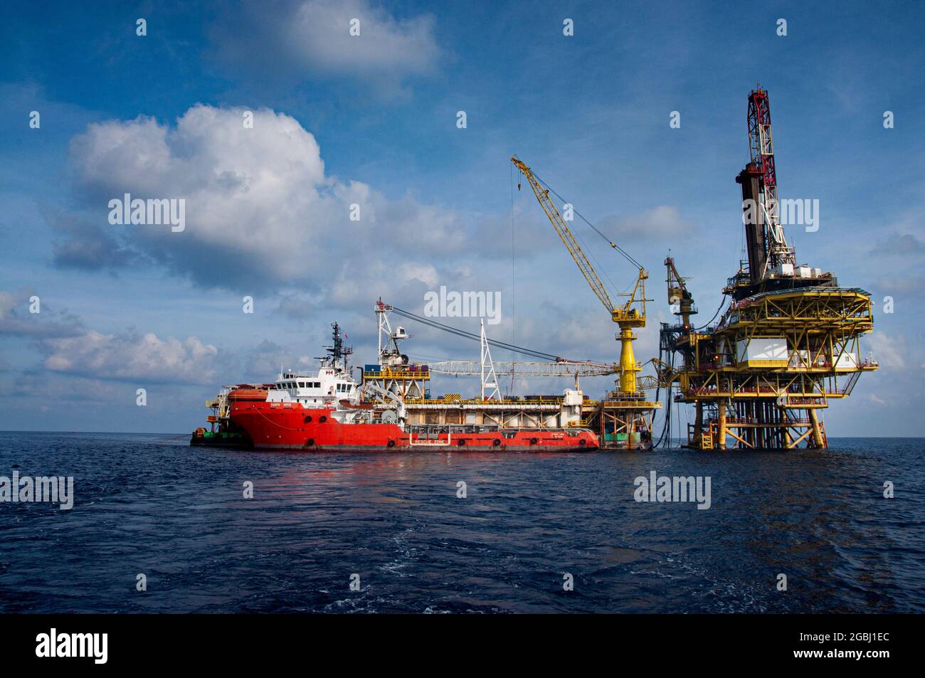 offshore platform drilling at sea Stock Photo