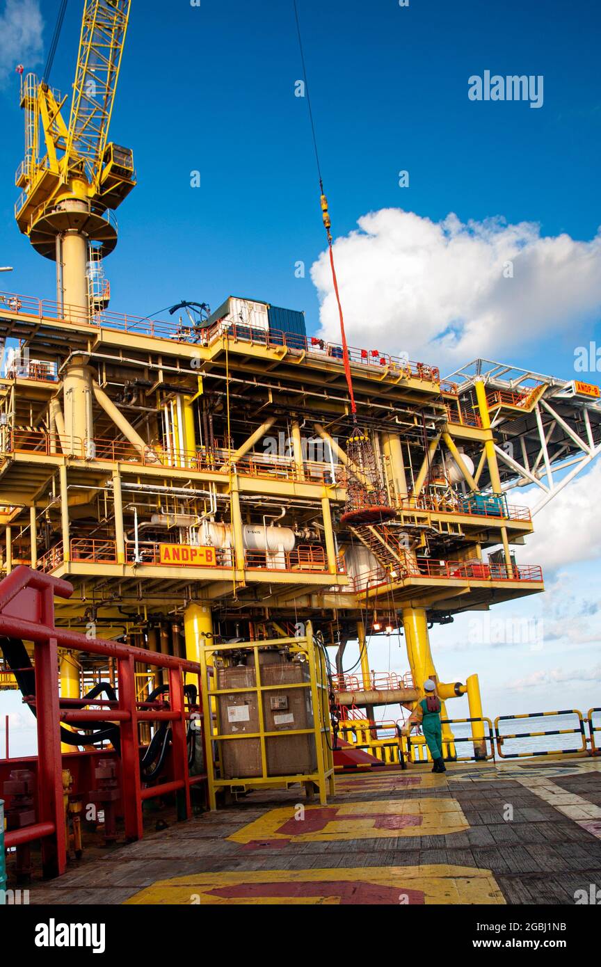 offshore platform drilling at sea Stock Photo