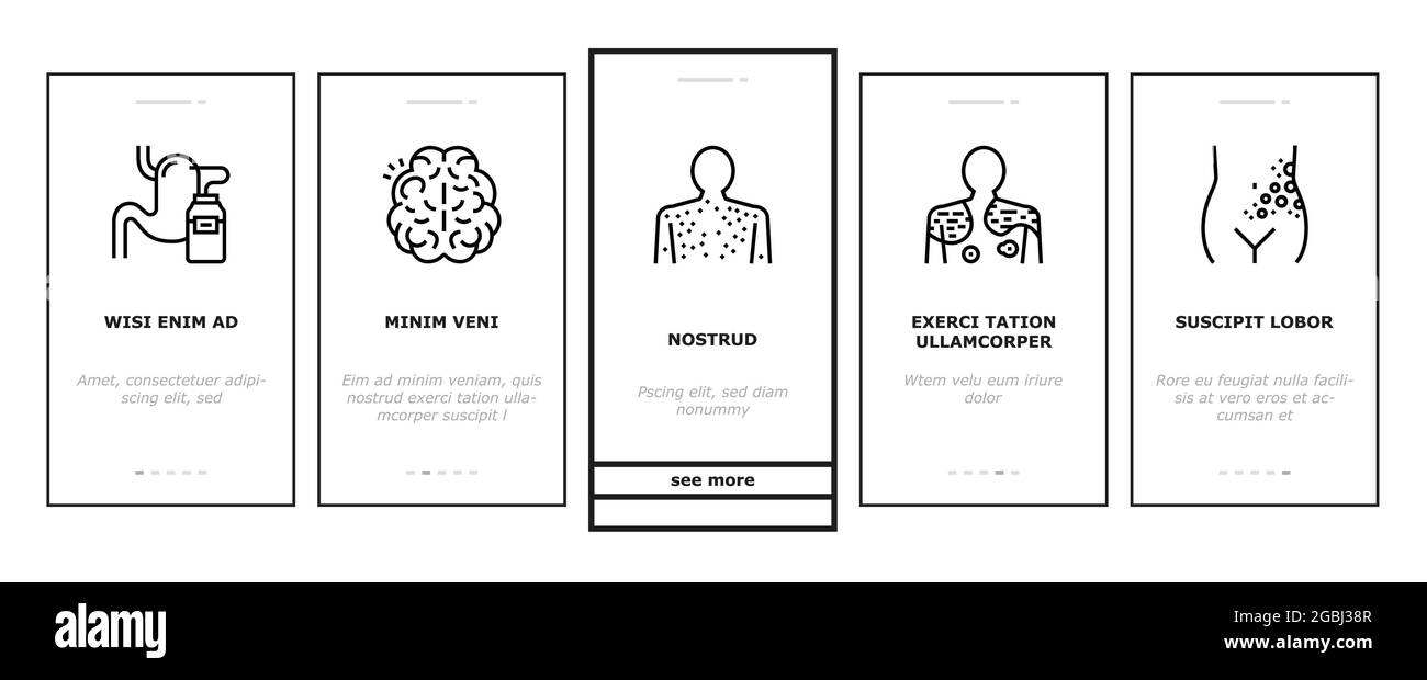 Disease Health Problem Onboarding Icons Set Vector Stock Vector Image ...